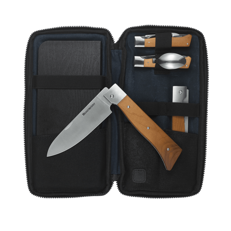 Adventure Chef Maple Summit Set | 6-Piece Folding Knife Set | German X50 Steel | Carbonized Maple Handles