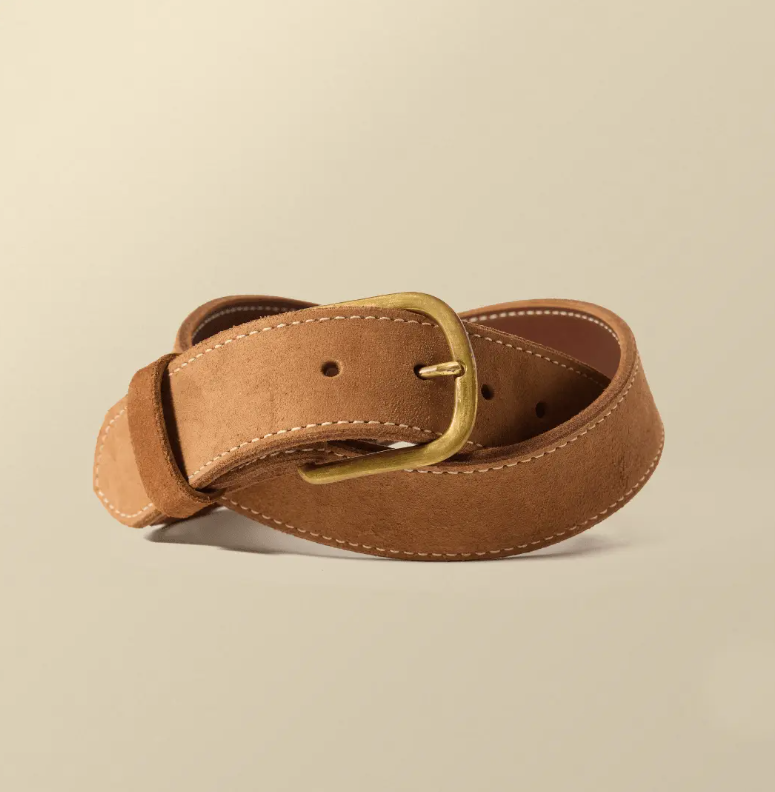 Roughout Leather Work Belt | Brown | Brass Buckle | Nicks x Devium