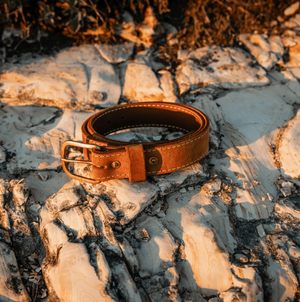 Roughout Leather Work Belt | Brown | Brass Buckle | Nicks x Devium