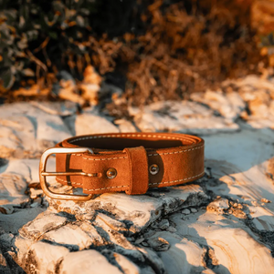 Roughout Leather Work Belt | Brown | Brass Buckle | Nicks x Devium