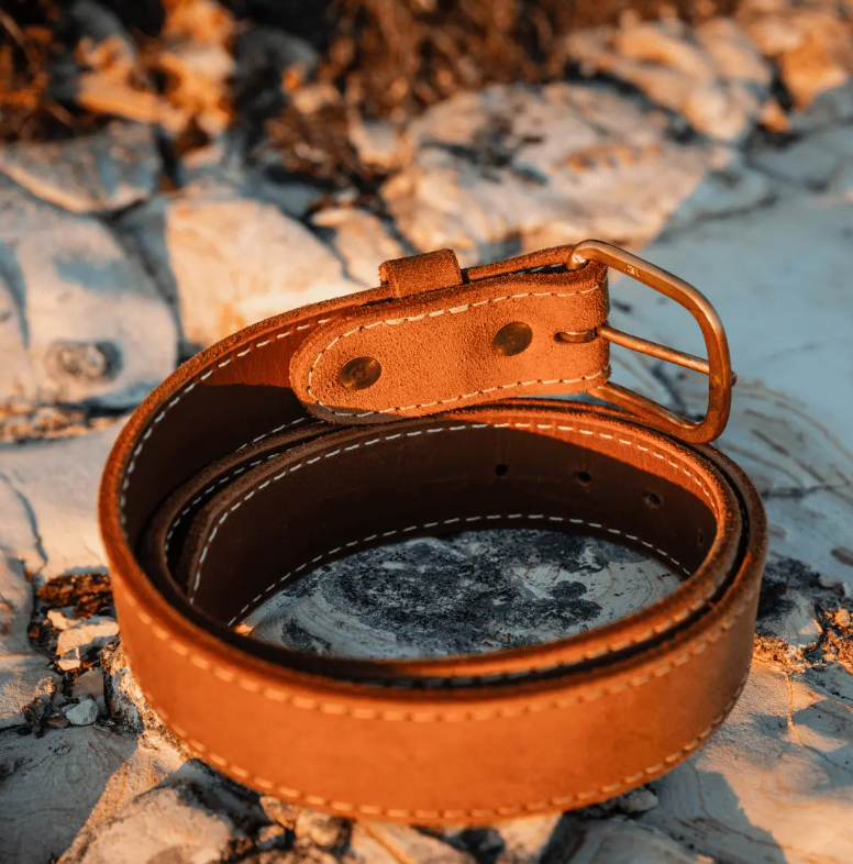 Roughout Leather Work Belt | Brown | Brass Buckle | Nicks x Devium