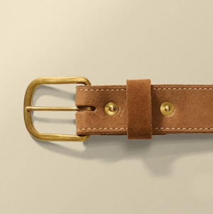 Roughout Leather Work Belt | Brown | Brass Buckle | Nicks x Devium