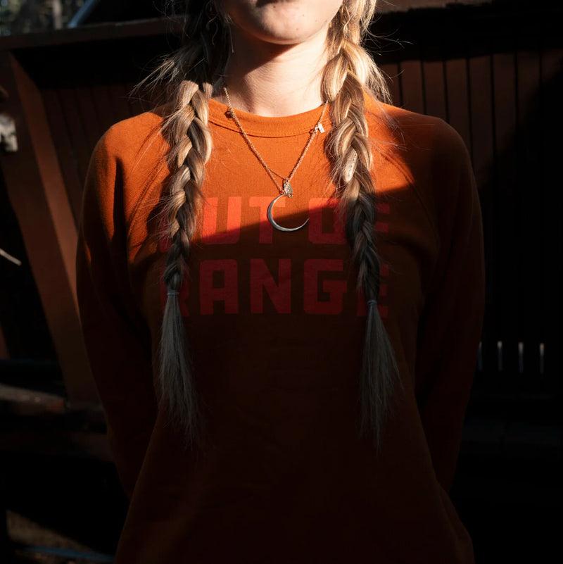 Out of Range Crew Fleece | Orange | Cotton-Poly Blend
