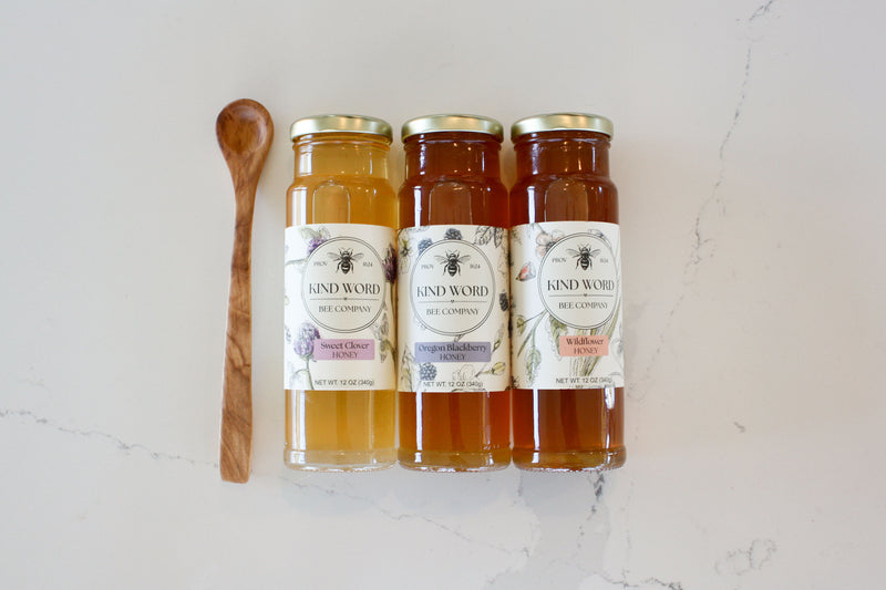 PNW Honey Bundle | 3 Varietals + Hardwood Honey Spoon