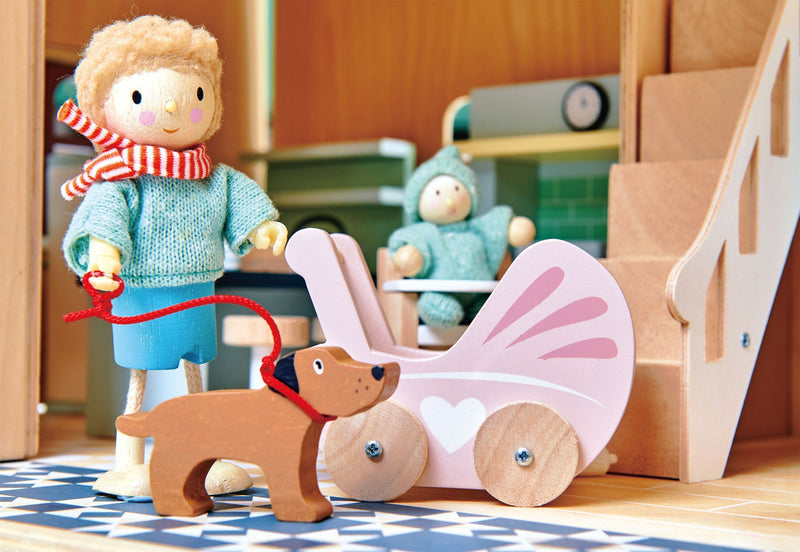 Nursery Set for Dolls House | 1:12 Scale | Traditional Cot, High Chair, Pram