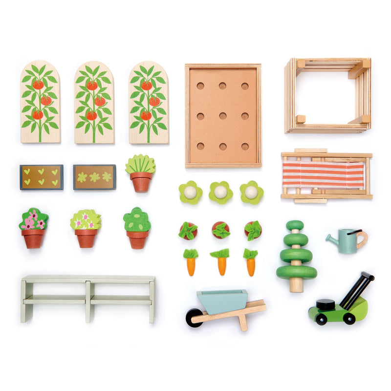 Greenhouse and Garden Set | Plywood Playset | 18.9" x 11.81" x 8.27"