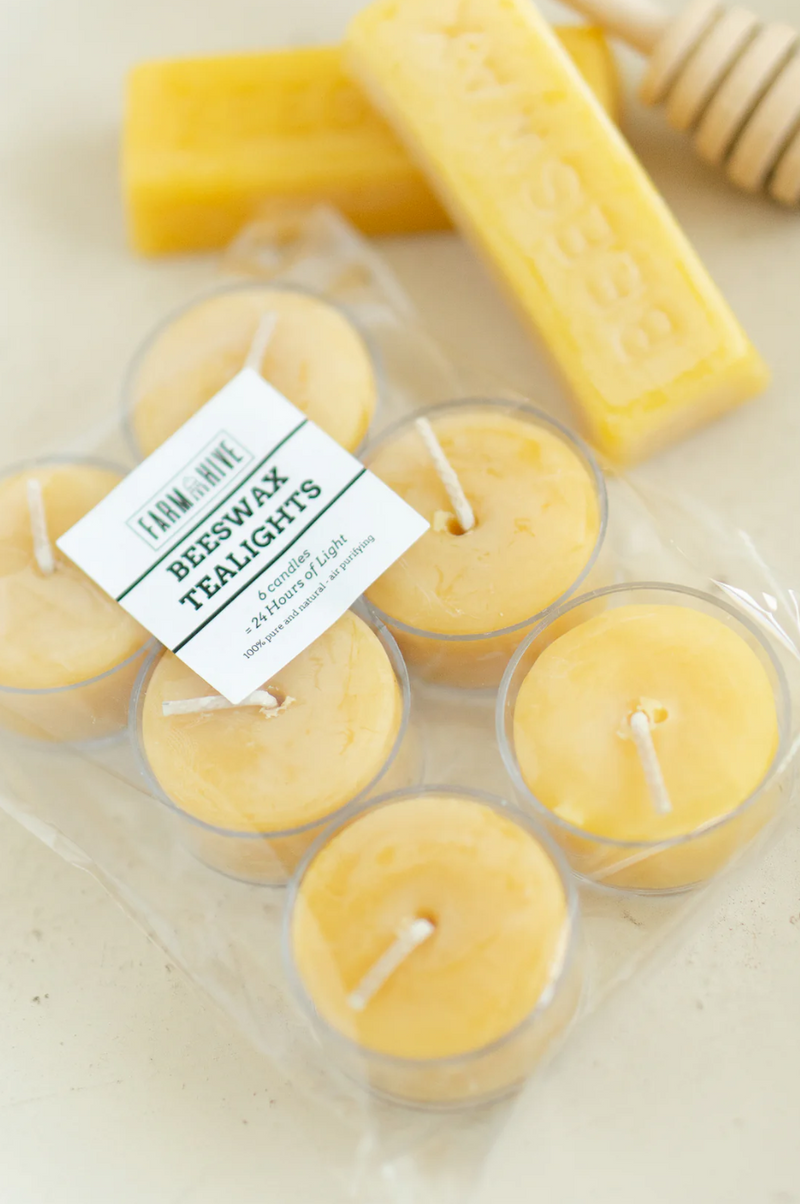 Beeswax Tea Lights | 6-Pack | 4+ Hour Burn