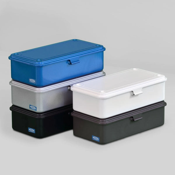 Toyo Steel T-190 stackable storage box — pressed from a single sheet of steel in Japan