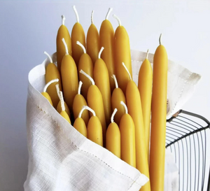 10" Beeswax Taper Candles | 4-Pack | Hand-Fluted Base