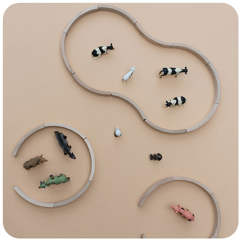 Abel Blocks Mini 36 | Curved Beech Building Blocks | 60° Arcs