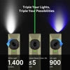Arkfeld Ultra EDC Flashlight | White Light, UV, Green Laser | OAL Aluminum | 1400 Lumens