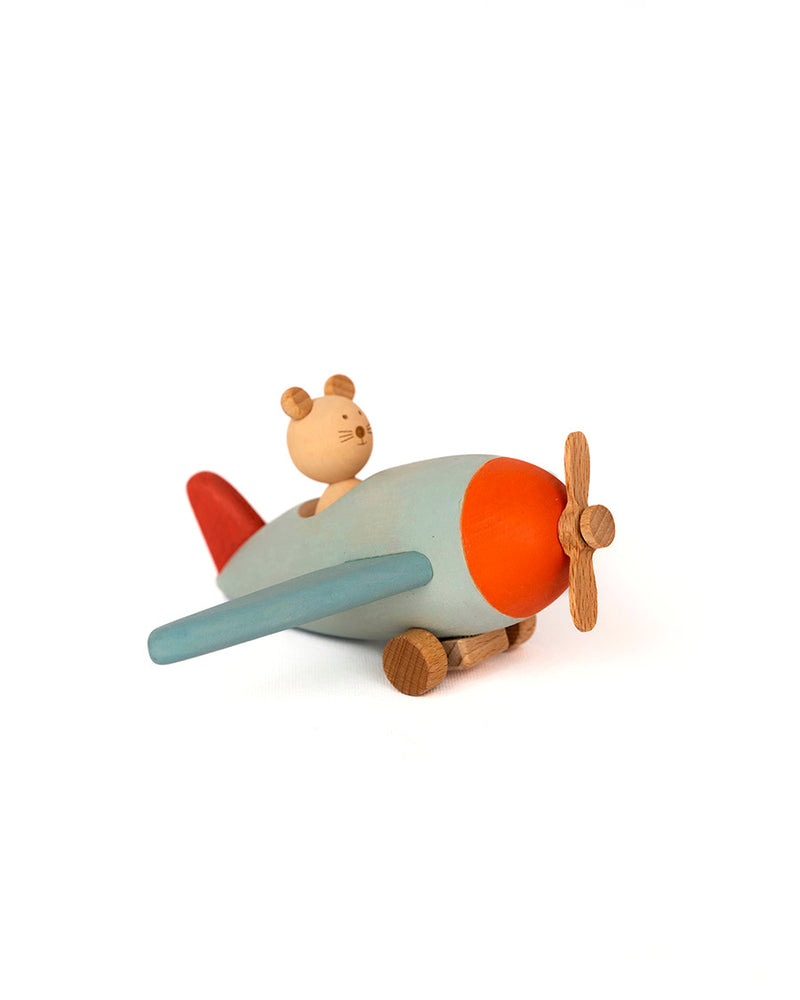 Aviator Mouse | Wooden Toy Plane | 13 x 18.5 cm | SABO concept