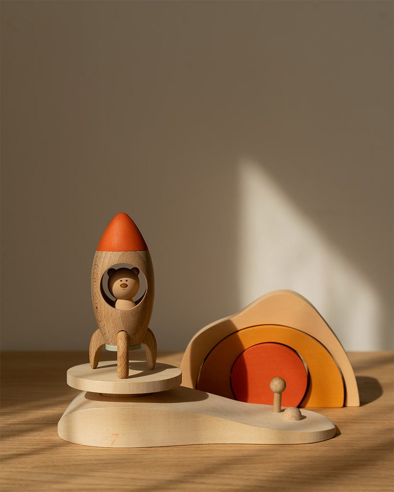 To the Stars Wooden Rocket Play Set | Bear Astronaut | Beech & Linden | Ukraine