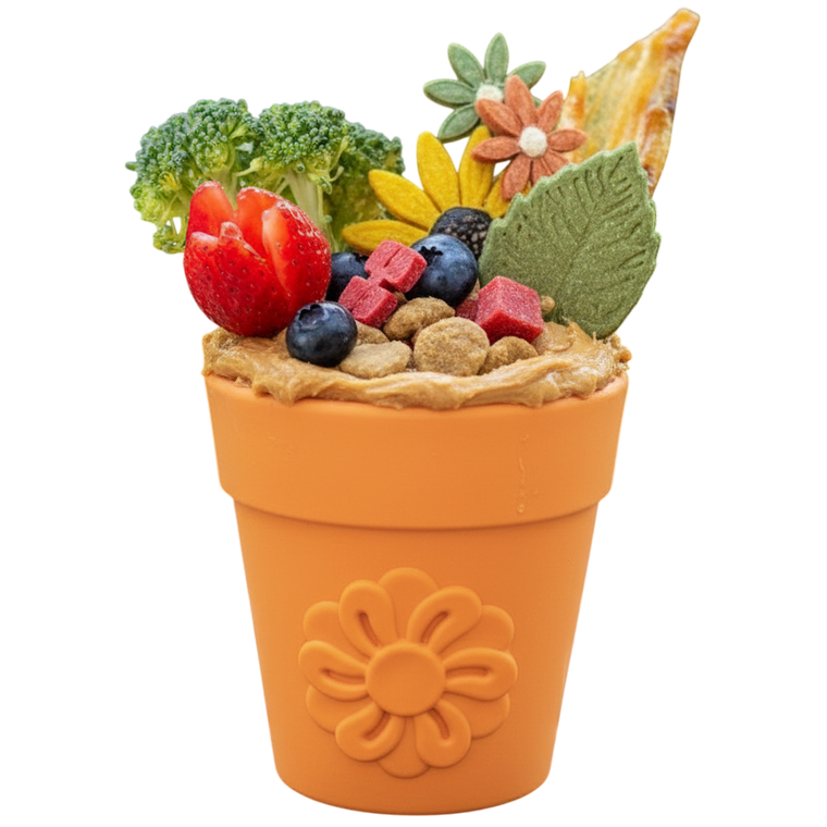 Large Flower Pot eCup Dog Treat Dispenser | Durable Rubber | USA-Made