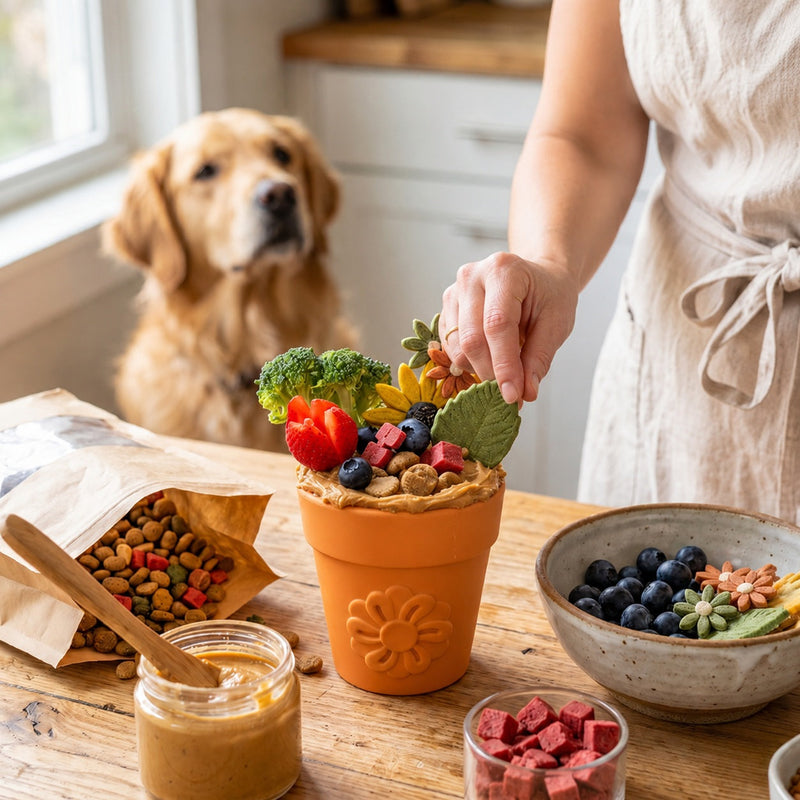 Large Flower Pot eCup Dog Treat Dispenser | Durable Rubber | USA-Made