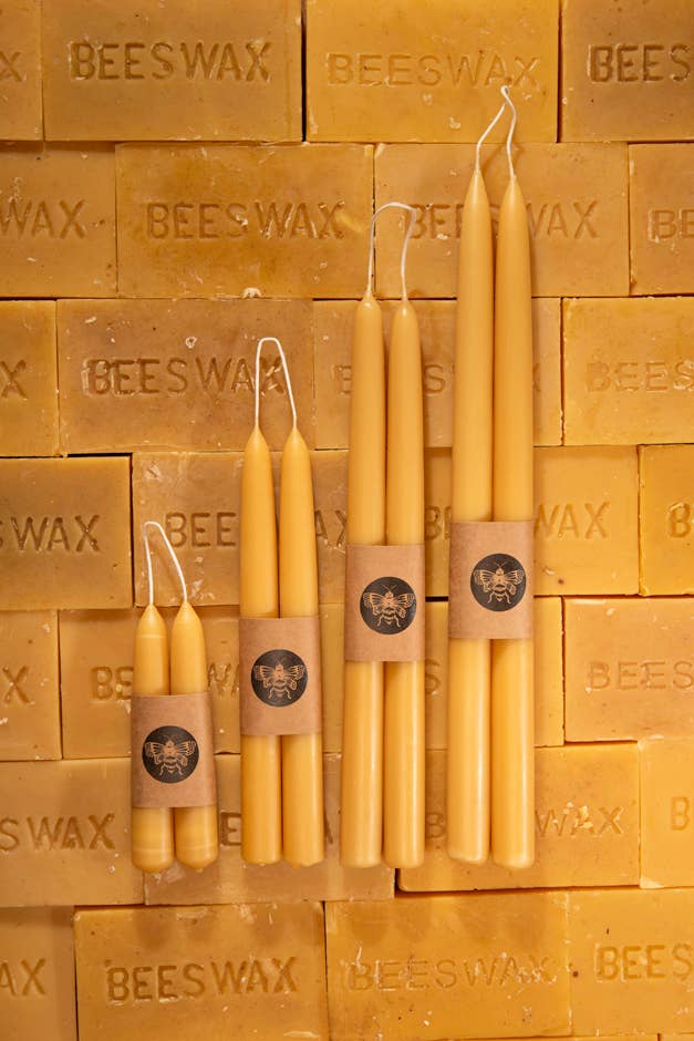 Hand-Dipped Beeswax Candlesticks (Pair)