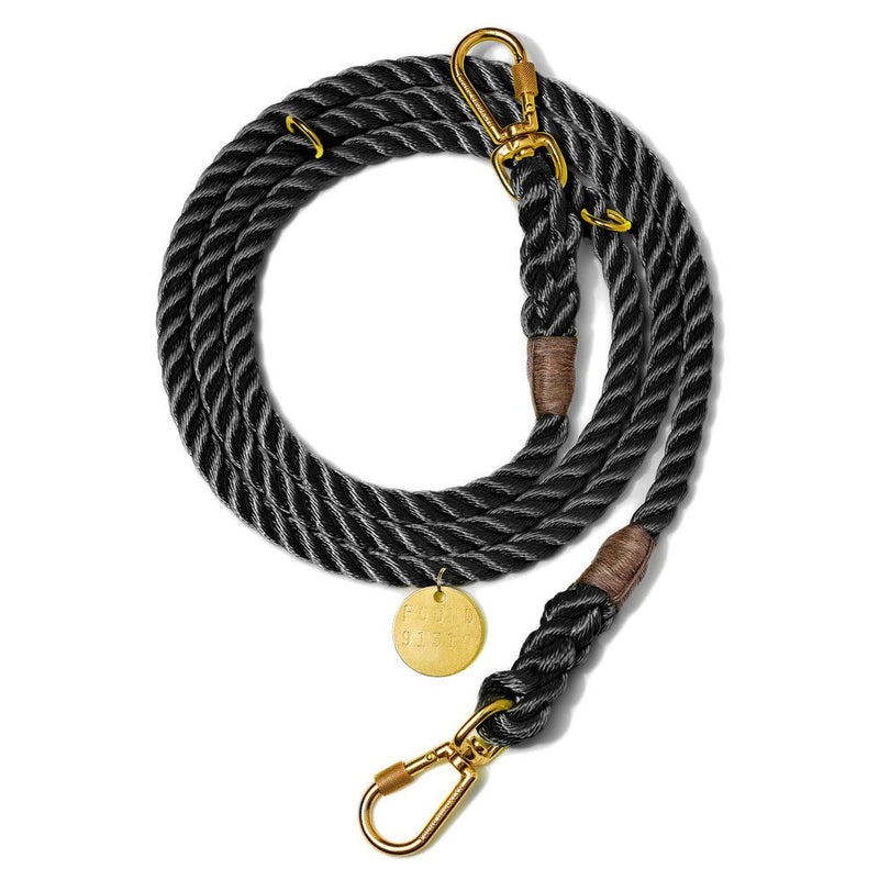 Black Rope Dog Leash | Marine-Grade Nylon | Adjustable | Hand-Spliced in New York