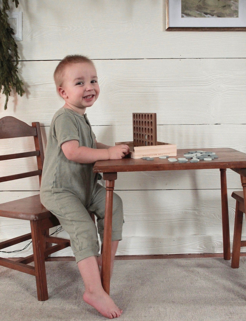 Wooden 4 in a Row Game | Dusty Blue | Travel Size