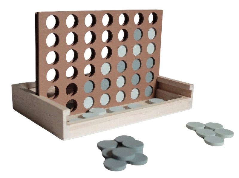Wooden 4 in a Row Game | Dusty Blue | Travel Size