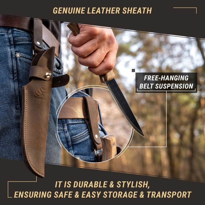 BSH3 Bushcraft Knife | Walnut Handle + Leather Sheath