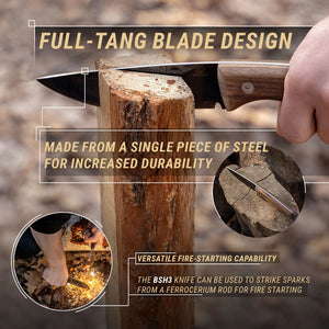 BSH3 Bushcraft Knife | Walnut Handle + Leather Sheath