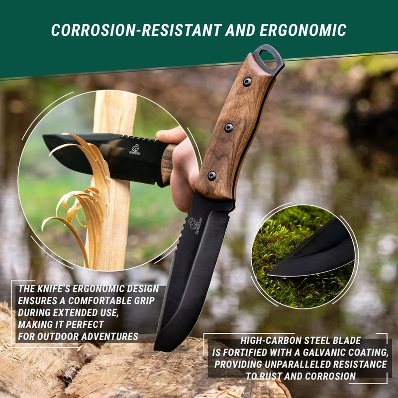 BSH4 Dusk Bushcraft Knife | Walnut Handle + Leather Sheath