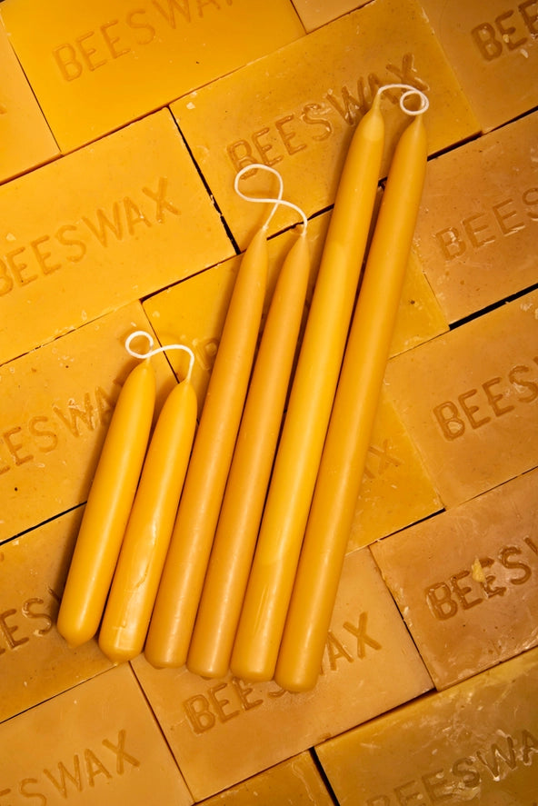 Hand-Dipped Beeswax Taper Candles | Sold in Pairs