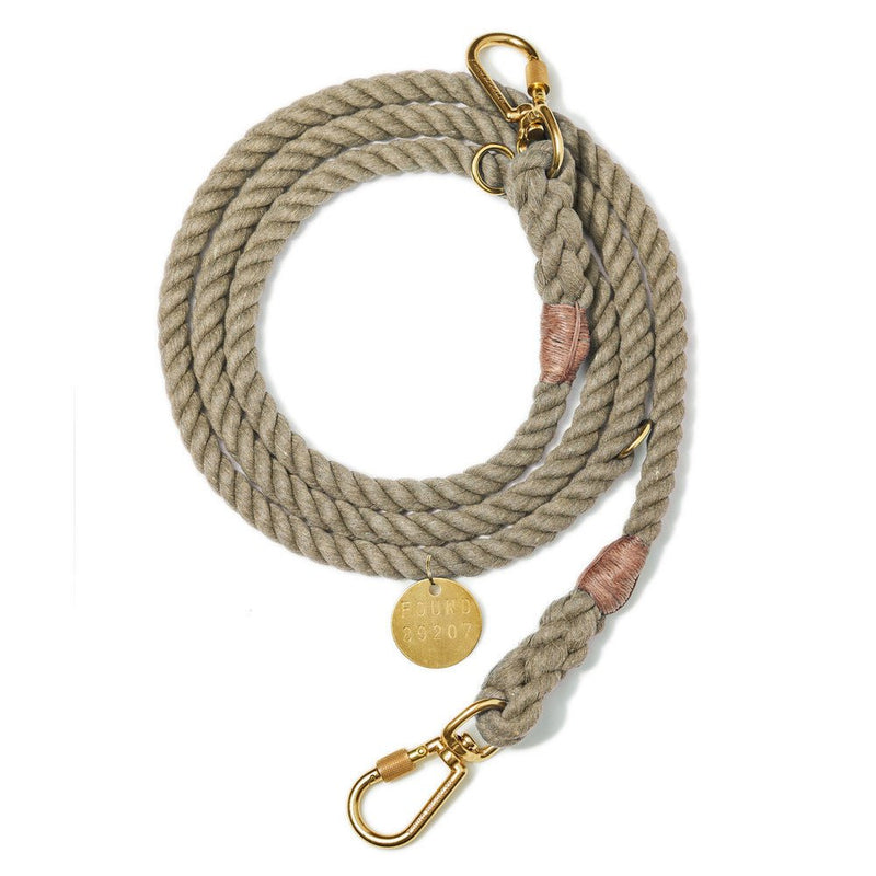 Marine-Grade Rope Dog Leash by Found My Animal | Dark Tan | Adjustable 7FT
