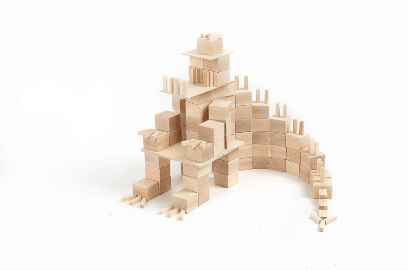 Dragon built from Just Blocks natural wooden blocks