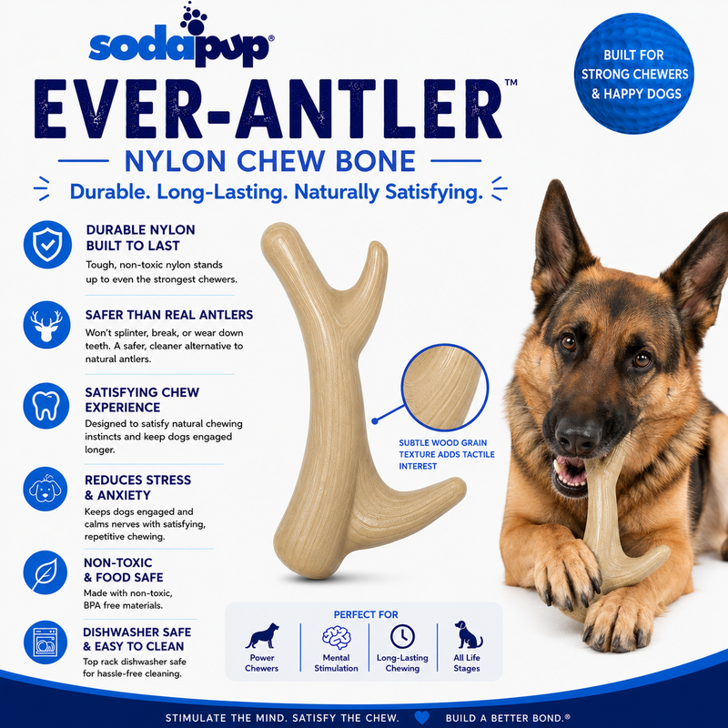 Ever Antler Nylon Chew Bone | Elk Antler Shaped Dog Toy | Made in USA