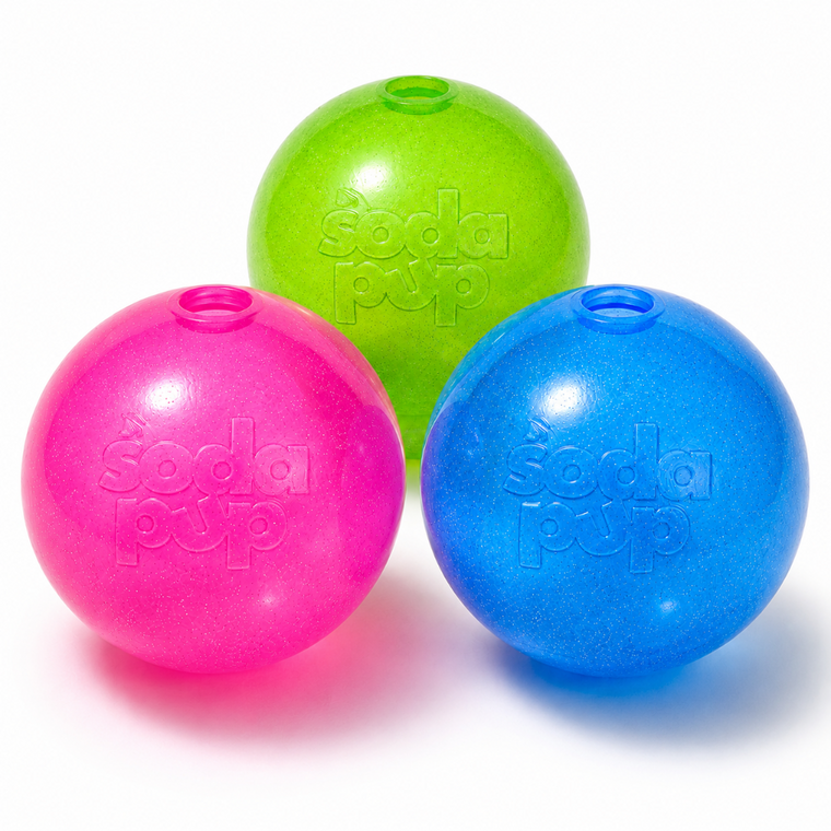 Glitter Ball Dog Toy | Soft Rubber | Floating Fetch Ball & Treat Dispenser | USA Made