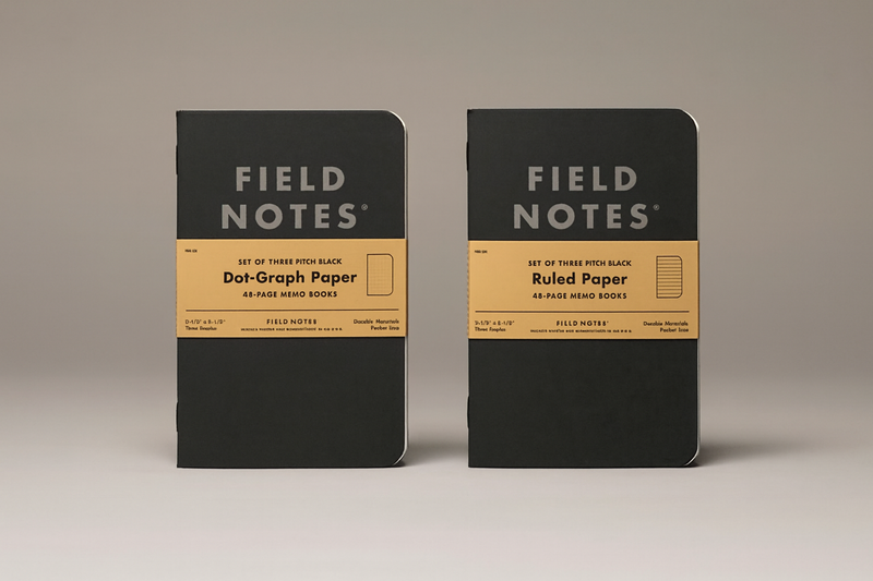Pitch Black Memo Book | Dot-Graph or Ruled