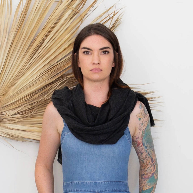 Traveler’s Yarn | Hand-Dyed Graphite Cashmere Scarf | 80" x 30"