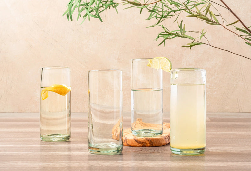 Handblown Clear Highball Glasses | Set of 4, 16 oz