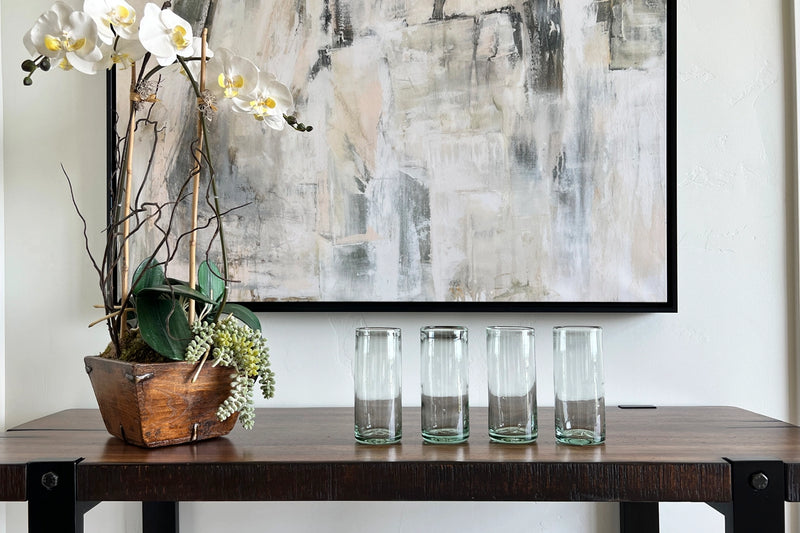 Handblown Clear Highball Glasses | Set of 4, 16 oz