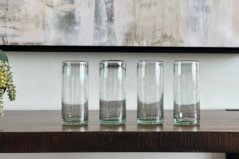 Handblown Clear Highball Glasses | Set of 4, 16 oz