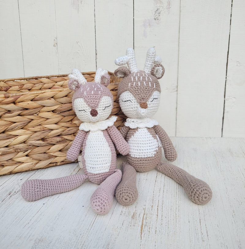 Crochet Sleepy Deer | Natural Cotton Amigurumi | Handmade Baby Toy