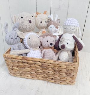 Crochet Sleepy Deer | Natural Cotton Amigurumi | Handmade Baby Toy