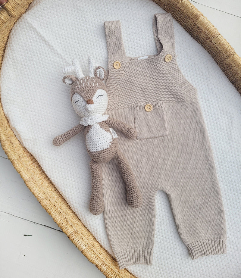 Crochet Sleepy Deer | Natural Cotton Amigurumi | Handmade Baby Toy