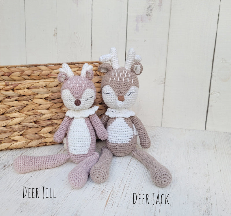 Crochet Sleepy Deer | Natural Cotton Amigurumi | Handmade Baby Toy