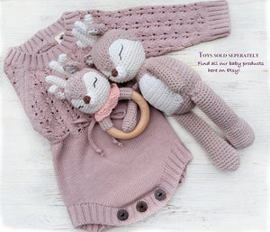 Crochet Sleepy Deer | Natural Cotton Amigurumi | Handmade Baby Toy