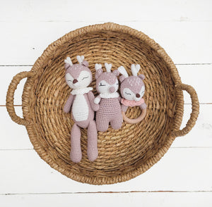 Crochet Sleepy Deer | Natural Cotton Amigurumi | Handmade Baby Toy