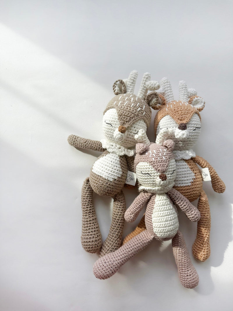 Crochet Sleepy Deer | Natural Cotton Amigurumi | Handmade Baby Toy