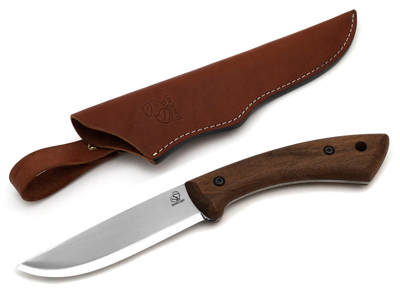 BSH1 Bushcraft Knife | Walnut Handle + Leather Sheath