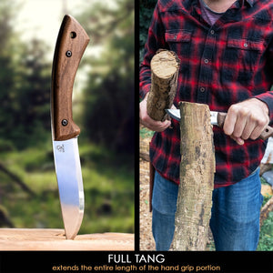 BSH1 Bushcraft Knife | Walnut Handle + Leather Sheath