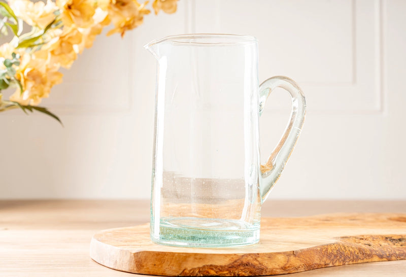 Moroccan Cone Jug | Clear | Hand-Blown Recycled Glass