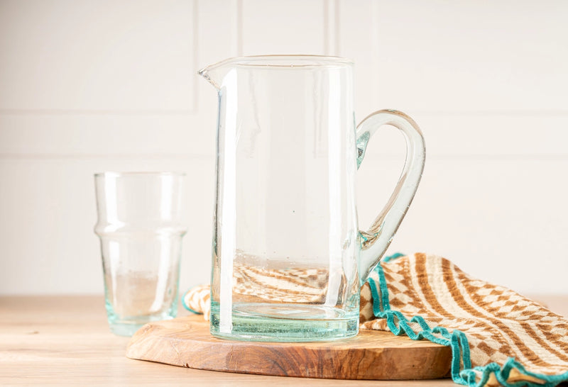 Moroccan Cone Jug | Clear | Hand-Blown Recycled Glass