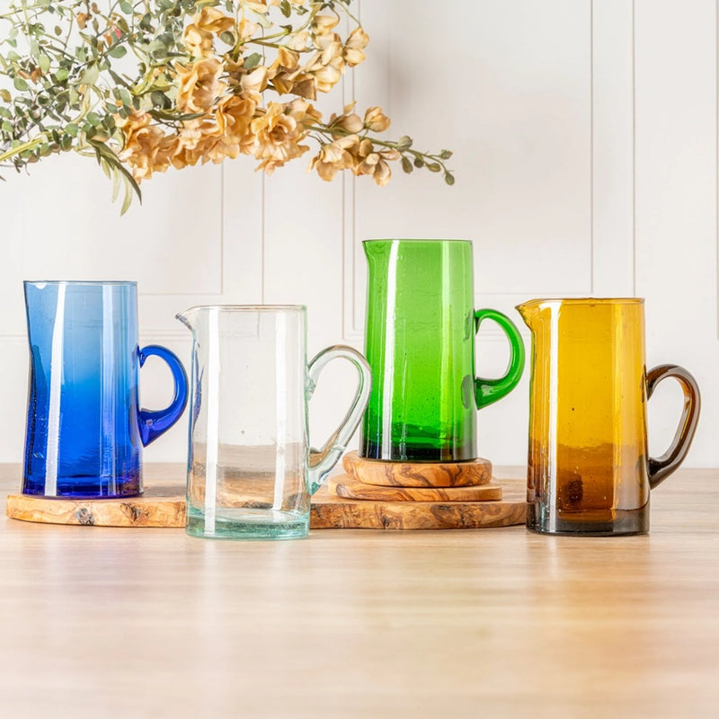 Moroccan Cone Jug | Clear | Hand-Blown Recycled Glass