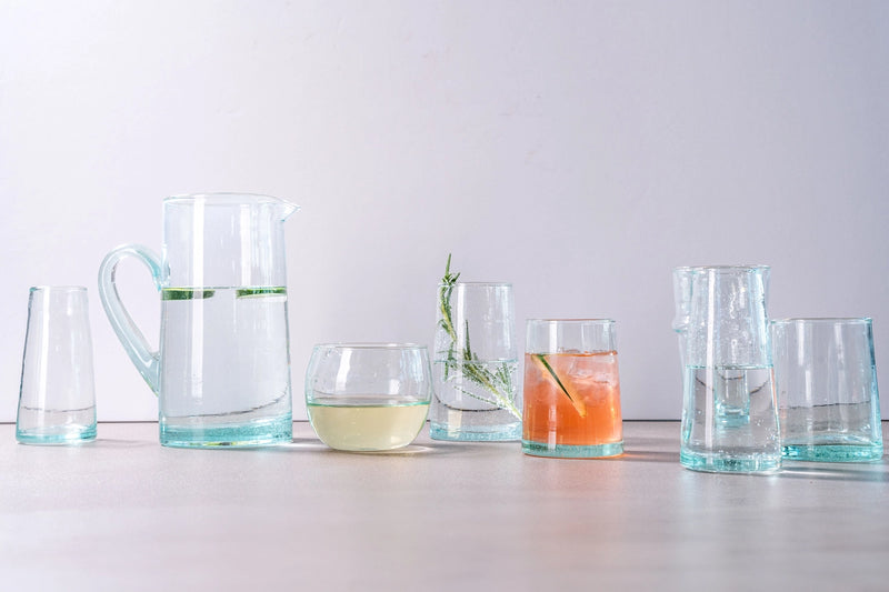 Moroccan Cone Jug | Clear | Hand-Blown Recycled Glass