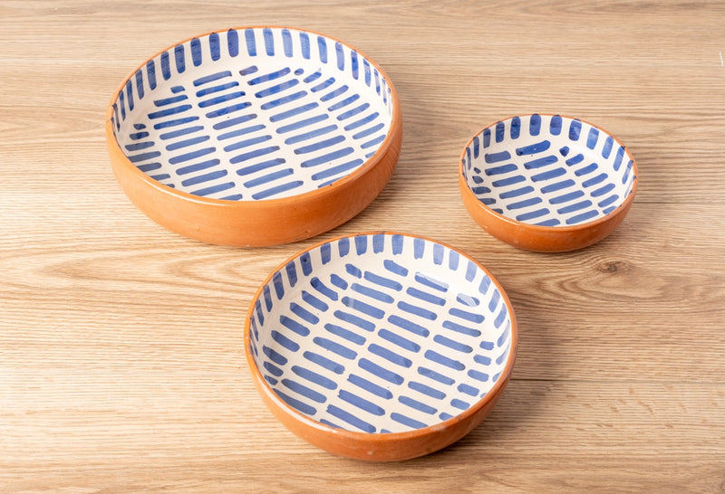 Moroccan Nesting Dish Set | Blue Stripe | Handmade | Set of 3